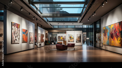 Dynamic Smart Home art gallery with automated lighting and displays © javier