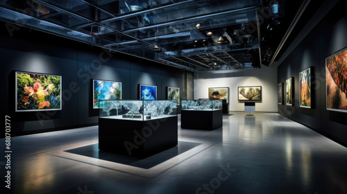 Smart Home art gallery with adjustable displays and information screens
