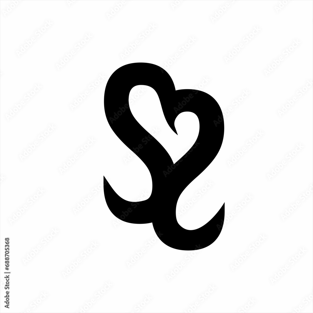 Fototapeta premium Abstract SS letter logo design with heart concept.