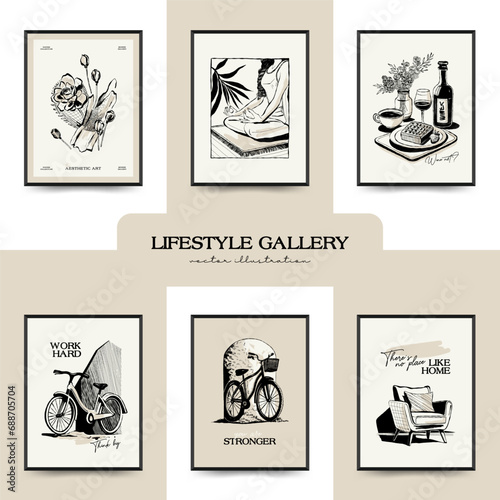 Modern Art Aesthetic influencer lifestyle Poster. Matisse Abstract Set, Aesthetic Modern, feminine, Boho Decor, Minimalist, Illustration, Poster, Postcard. Aesthetic minimalist design.