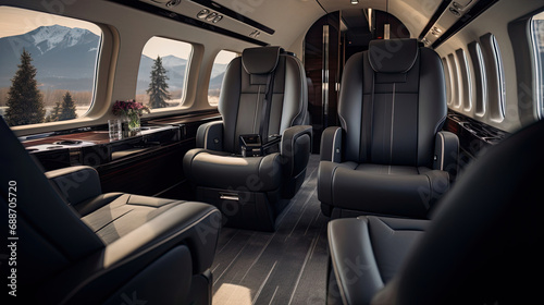 Premium Helicopter Cabin Custom Leather Seats Advanced Avionics Impeccable Styling