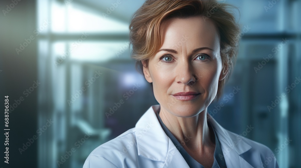 Portrait of a doctor in front of the hospital Portrait of a doctor in front of the hospital