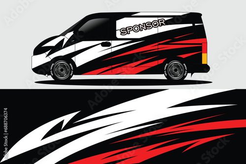 black and red base color van wrapper design. Wrap  sticker and decal designs in vector format