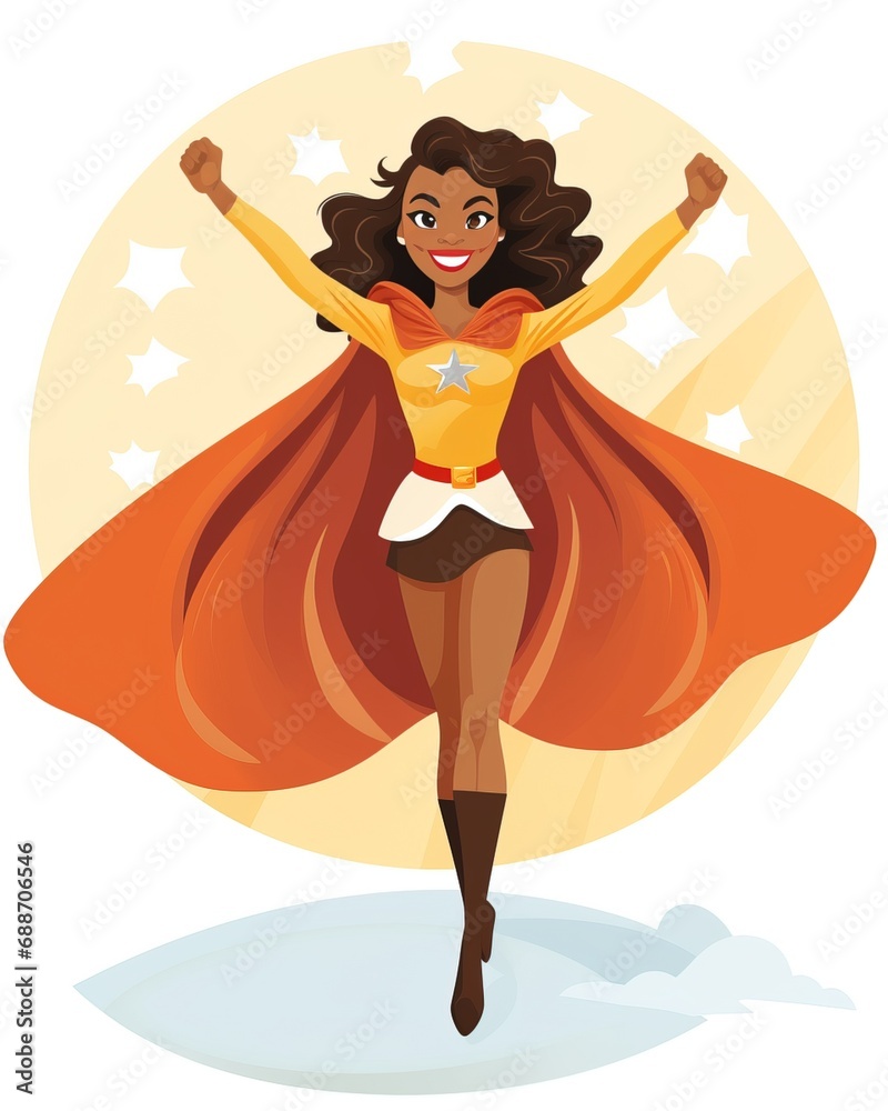 Fototapeta premium Illustration of an empowered black woman raising her fist. Generative AI. Feminism concept