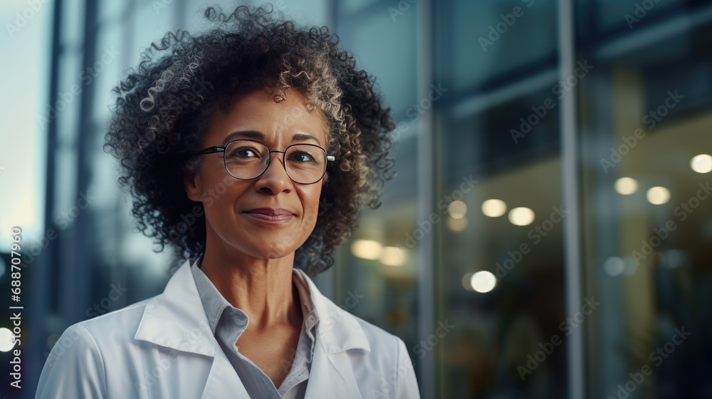 Portrait of a doctor in front of the hospital Portrait of a doctor in front of the hospital