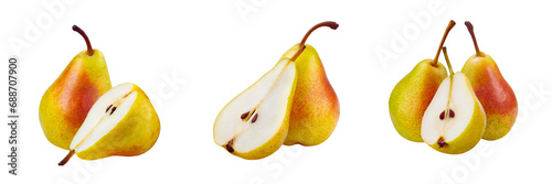 Set of Delicious pears, isolated on transparent background(2)