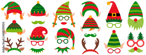 Elf hats and deer antlers, Christmas party props 