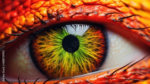  a close up of a person's eye looking at the camera with a blurry background of a person's eye. © Jevjenijs