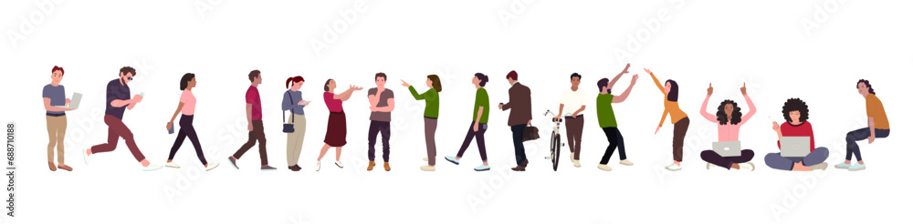 Vector people bundle collection. Set of illustrations with various diverse casual flat design characters in different poses Vector people bundle collection. Set of illustrations with various diverse casual flat design characters in different poses