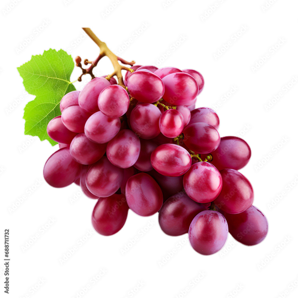 Red grapes isolated on transparent white backgroud