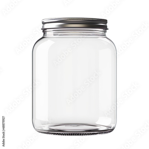 Empty blank jar isolated on transparent white background.