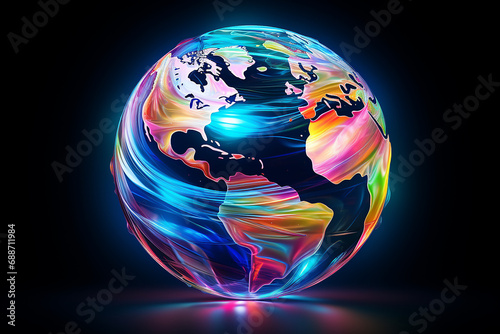 Abstract globe focusing on North America illustration. Ai generative