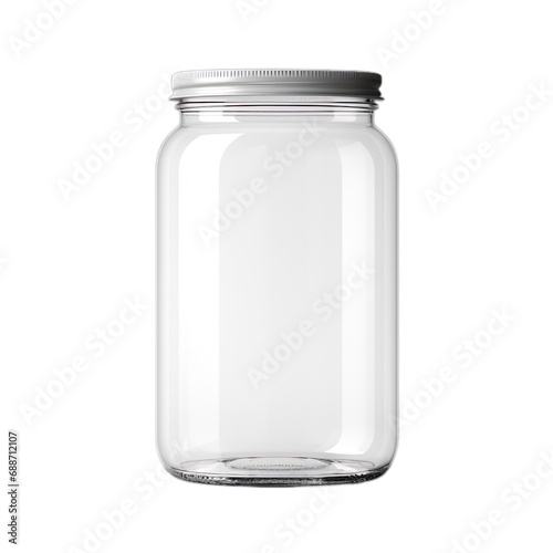 Empty blank jar isolated on transparent white background.