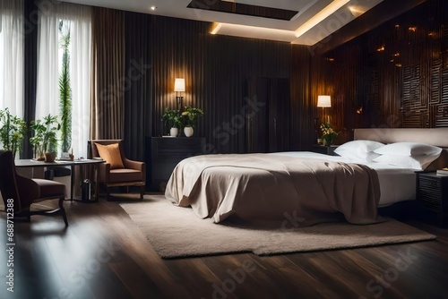 luxury hotel room with bed © Tehreem