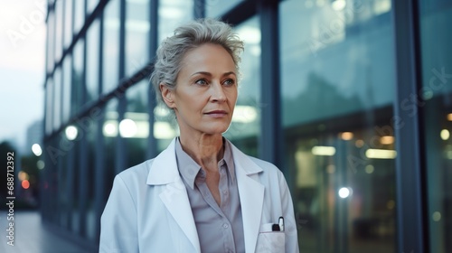 Portrait of a doctor in front of the hospital