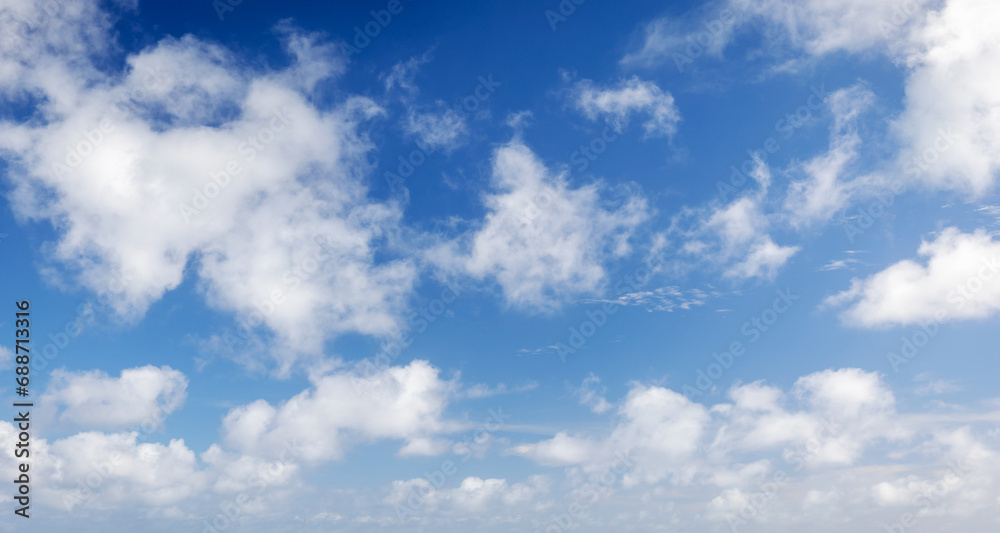 Fototapeta premium Cloudy sky on a daytime. Natural panoramic background photo