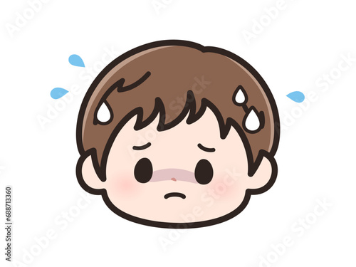 緊張の男の子の顔