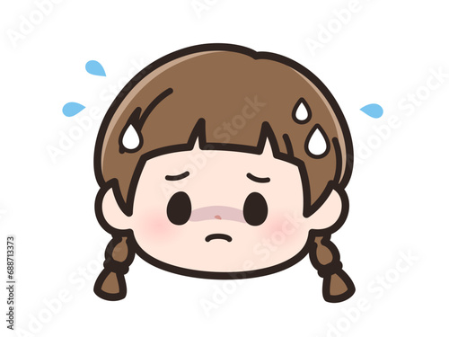 緊張の女の子の顔