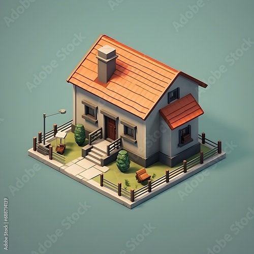 Beautiful 3D Isometric House Illustration