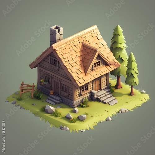 Isometric 3D House Illustration