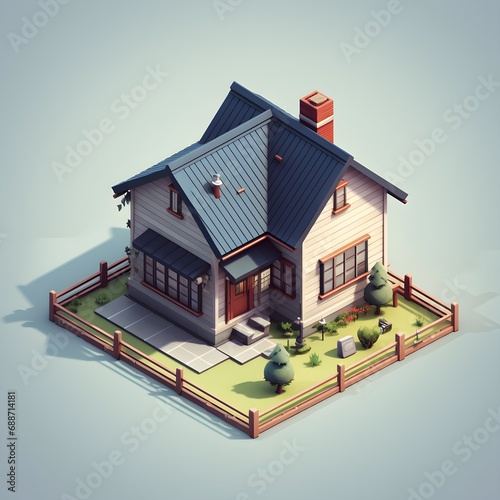 Wallpaper Mural Isometric 3D House Illustration Torontodigital.ca