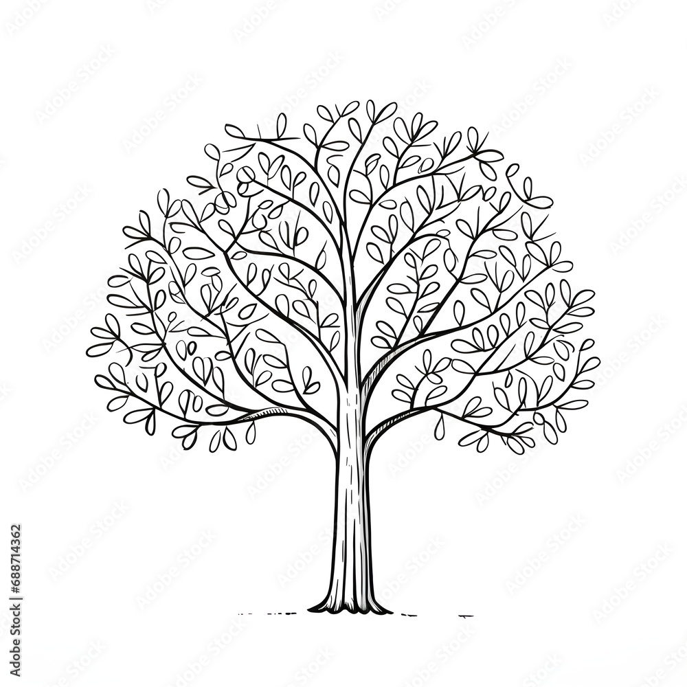 Obraz premium Black and White Tree Illustration