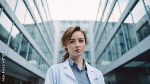 Portrait of a doctor in front of the hospital