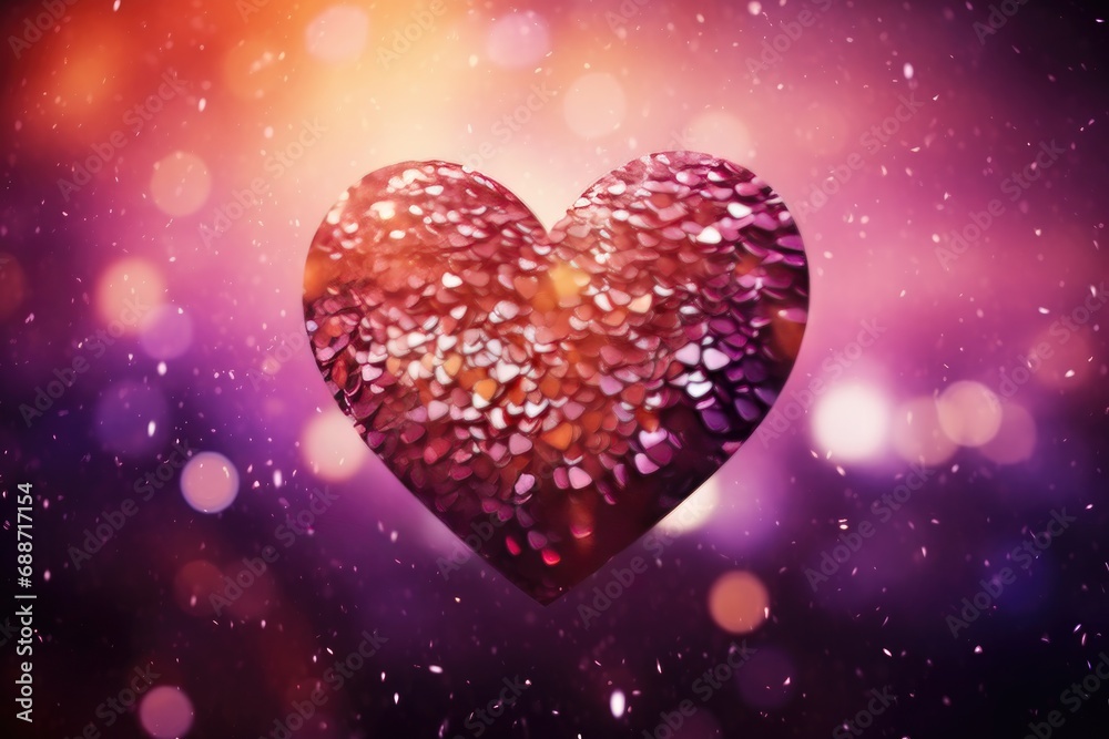 beautiful heart glittery sparkle backgrounds on a pink and purple background Generative AI