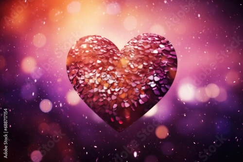beautiful heart glittery sparkle backgrounds on a pink and purple background Generative AI