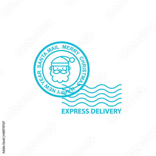 Santa Claus mail rubber postmark stamp icon. From blue icon set.