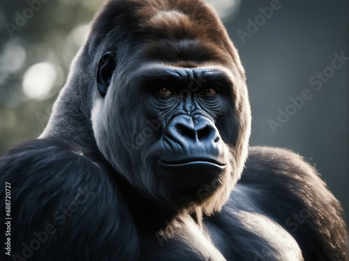 portrait of a big and wild male gorilla  © abu