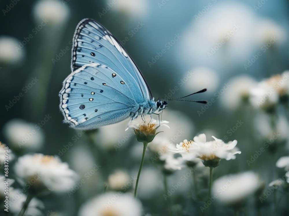 Naklejka premium blue color butterfly, isolated white background