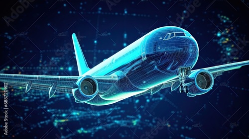 Blue digital airplane data