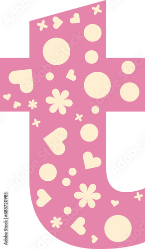Alphabet heart bloom display, Valentine love pink letter t lowercase