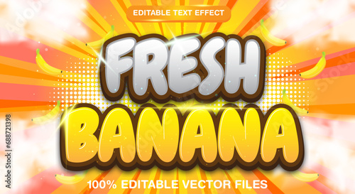 Fresh Banana 3d editable text effect template suitable for sweet food menu themes