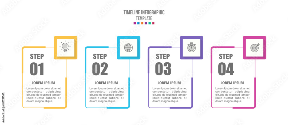 Presentation business infographic template with 4 options or steps. Modern infographic design template. Creative concept of five stages of business project Presentation business infographic template with 4 options or steps. Modern infographic design template. Creative concept of five stages of business project