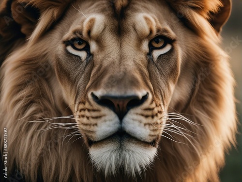 close up view of male lion portrait