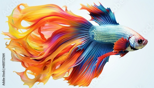 Siamese fighting fish on a white background. Colorful and bright, Capture the moving moment of red-blue siamese fighting fish isolated on white background. Betta fish. © mh.desing