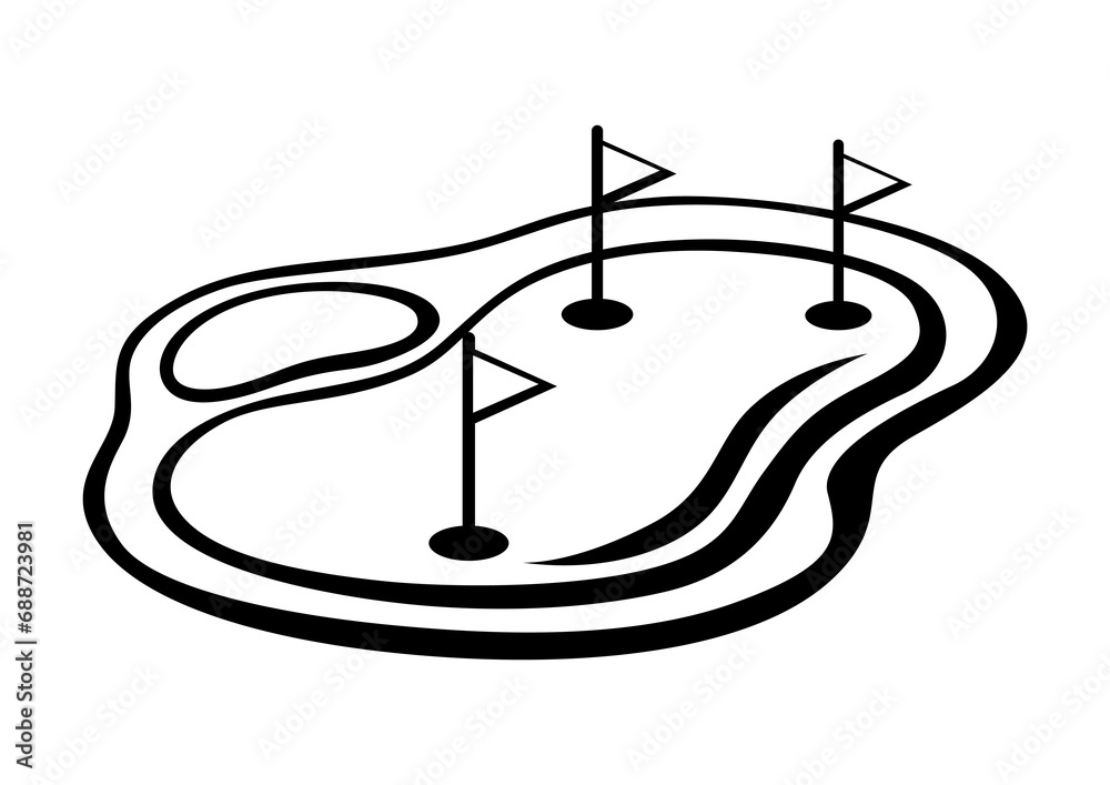 Golf field illustration. Sport club item or symbol. Golf field illustration. Sport club item or symbol.
