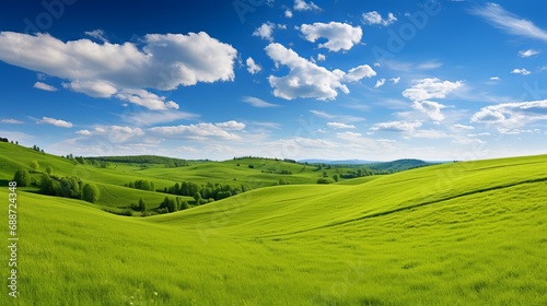 The green hills are a beautiful place to be on a beautiful summer day. © Khalida