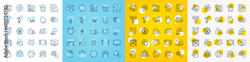 Vector icons set of Currency rate, Fishing float and Verification document line icons pack for web with Seo gear, 24h service, Time management outline icon. Lock, Employee benefits. Vector
