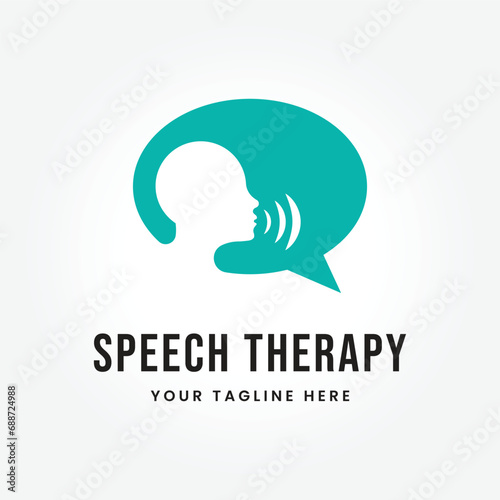Speech Therapy Logo Design Vector Template Illustration