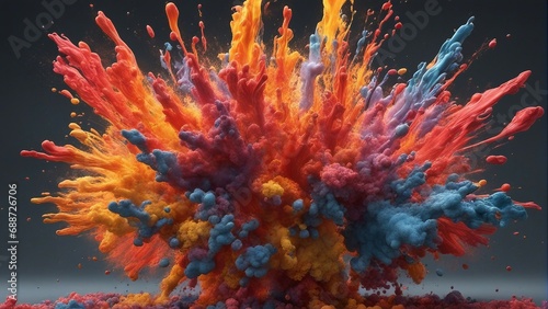 explosion of colored paints  close up view 