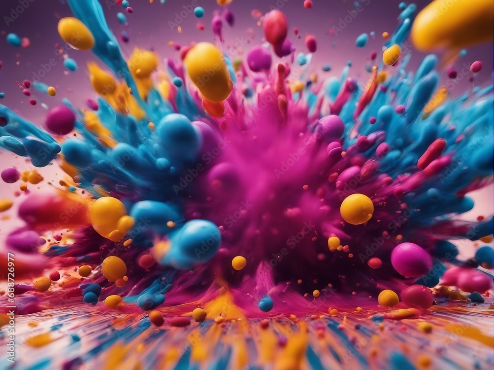 Fototapeta premium explosion of colored paints, close up view 