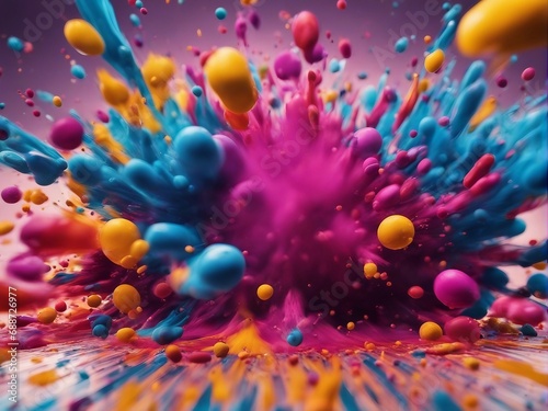 explosion of colored paints, close up view  © abu