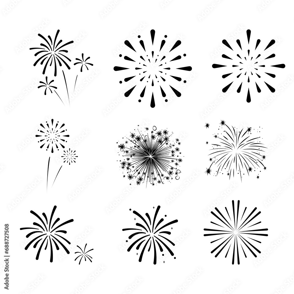 Icon firework. Snow falling vector. New year welcome. illustrations Icon firework. Snow falling vector. New year welcome. illustrations
