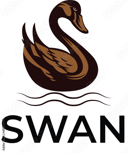 Fototapeta Naklejka Na Ścianę i Meble -  brown swan vector logo, Swan symbol, abstract logo swan vector illustration, Swan Logo Design Beauty