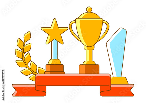 Awards and trophy background. Reward items for sports or corporate competitions.