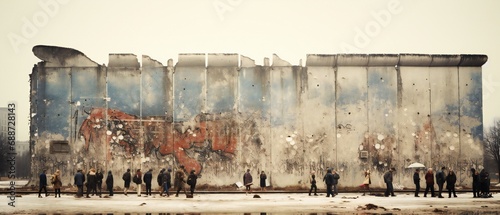 Remains of Berlin wall. detail of old concrete wall. Germany photo