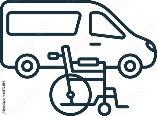 Accessible transportation outline icon. Monochrome simple sign from social causes and activism collection. Accessible transportation icon for logo, templates, web design and infographics.